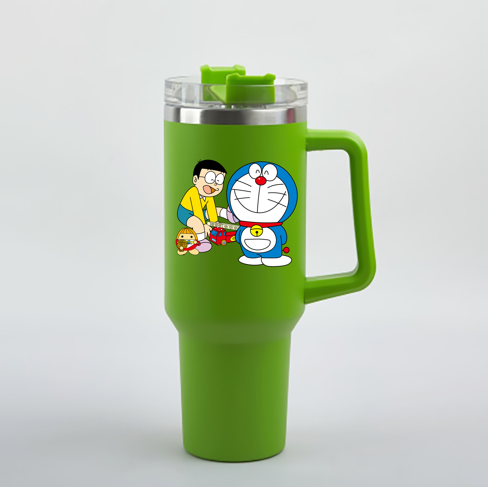 （画像用） ドラえもん Doraemon 1200mL車用タンブラー - クリスタルステッカー（プラスチックストロー付き）